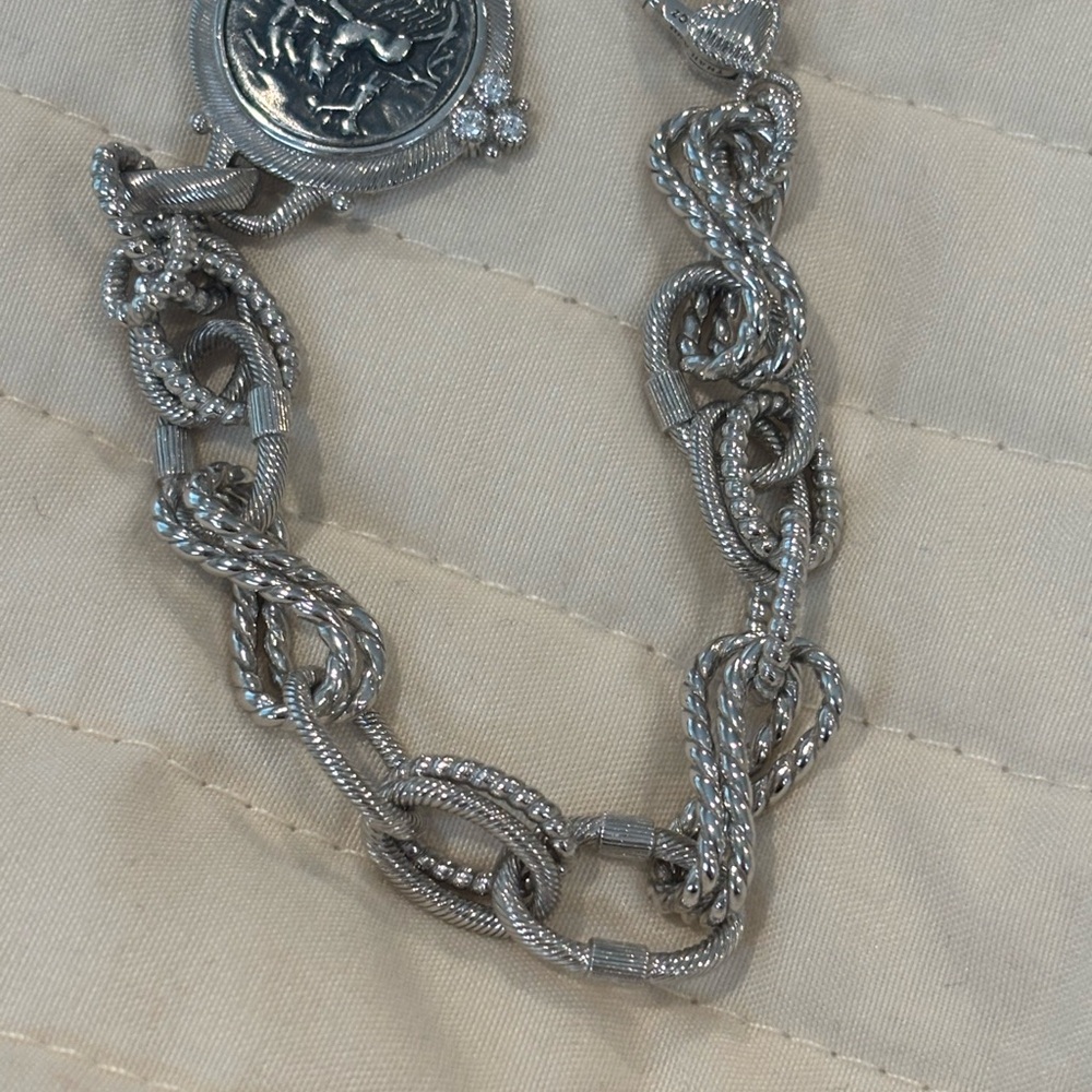 Judith Ripka Sterling Silver Ancient Roman Coin Dangle Bracelet 6.5" - - Picture 10 of 13